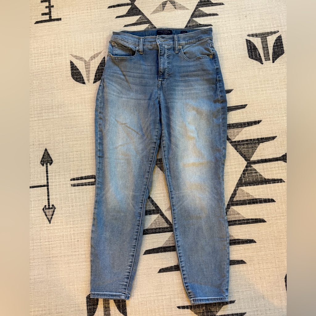 Lucky Brand Bridgette Blue Ankle Skinny Jeans With Distressed Look 829
